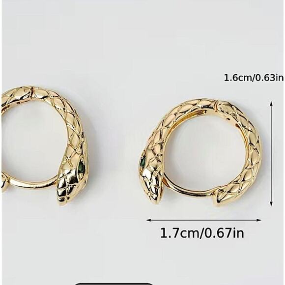Gold Snake Earrings Creative Design Trendy - Picture 5 of 5